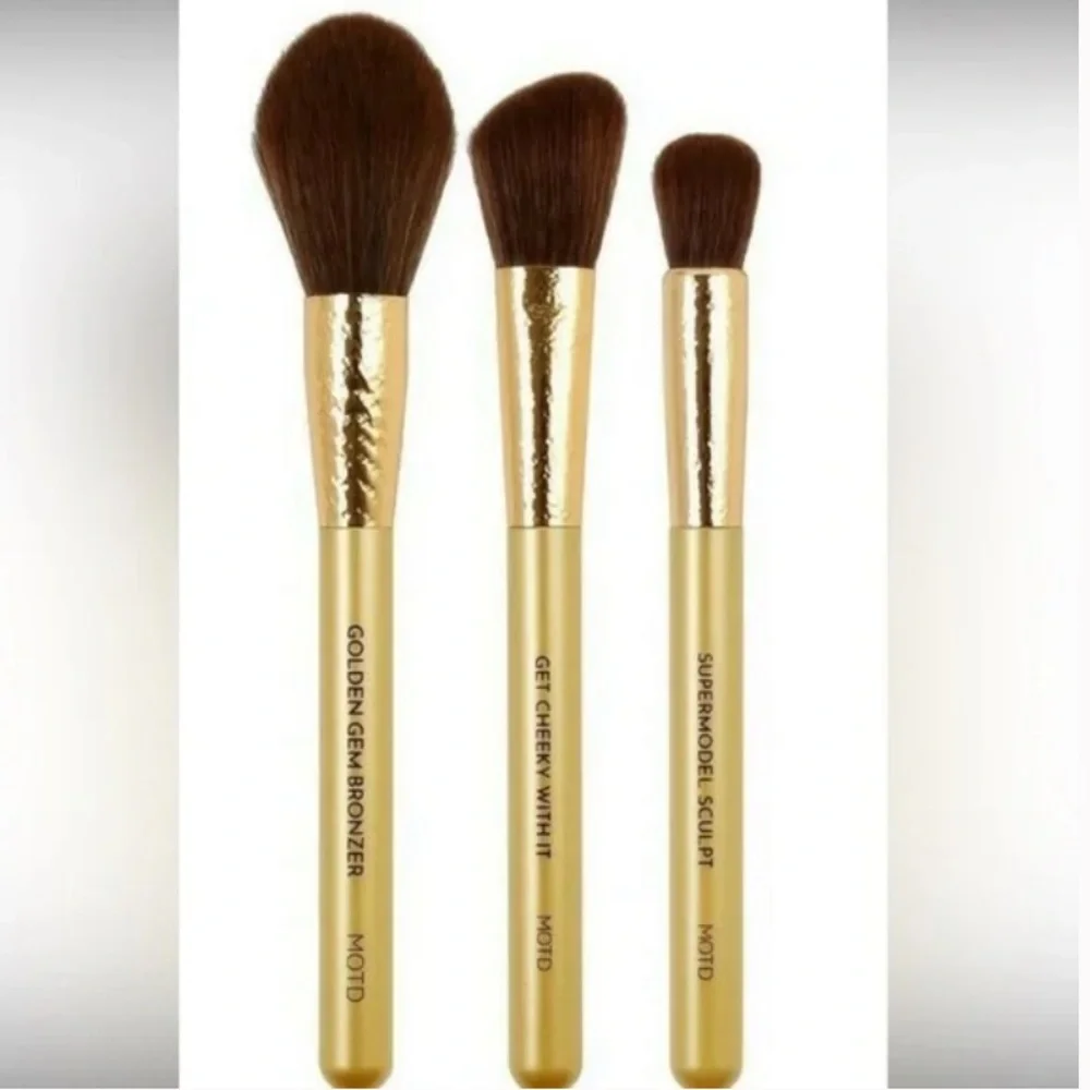 💎 MOTD Gold Goddess 3 Piece Makeup Brush Set New In Package